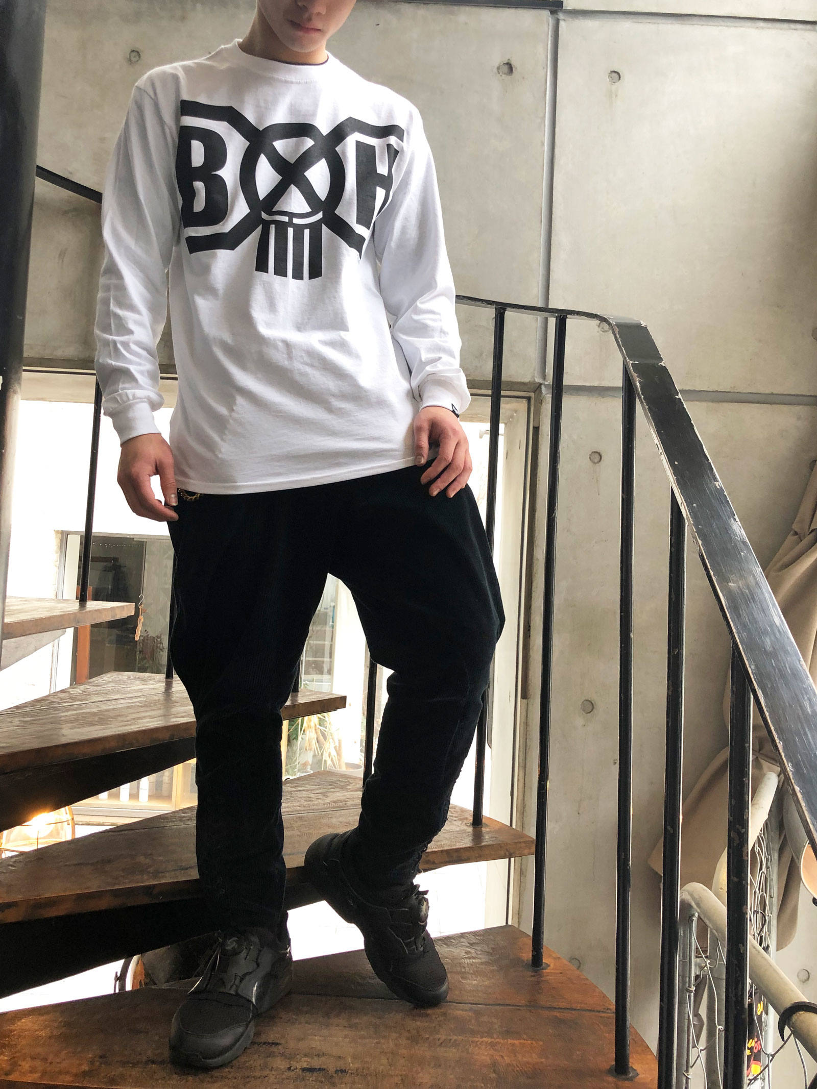 BOUNTY HUNTER - B×H LOGO L/S-TSHIRTS(WHITE) / B×H ロゴ ロング